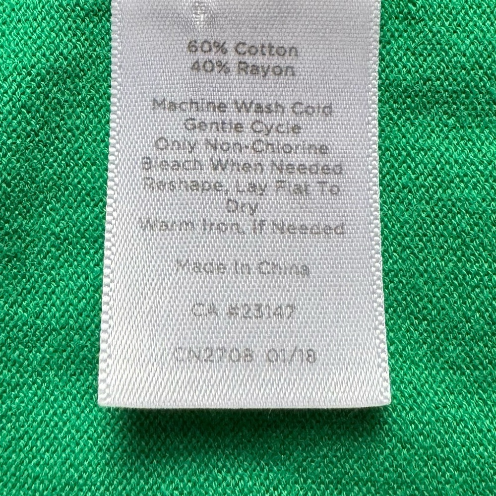 Talbots Kelly Green Cardigan Sweater SP Scalloped Edge Small Petite PS - Picture 7 of 9
